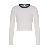 SOFT LOUNGE crop top modal ribbed long-sleeve T-shirt short top base layer