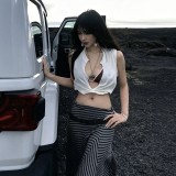 U-neck ribbed camisole slim-fit solid color inner and outer wear sports crop top, slimming and figure-flattering
