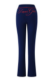 Slim-fit hooded zip-up short jacket and pants set with letter print and contrast stitching