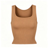 U-neck ribbed camisole European and American slim-fit solid color inner layer outerwear sports crop top