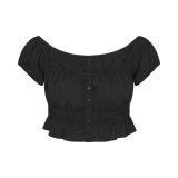 Summer New Hot Girl Square Neck Puff Sleeve Slim Fit Camisole Top Casual Versatile Short Skirt Set
