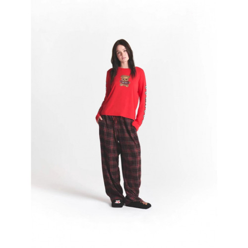 Christmas limited edition pajama set, long-sleeved and long-pants loungewear set, drawstring straight-leg casual pants