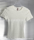 Xiangxiu's same basic style, as worn by Yimengling and , round-neck short-sleeve stretchy tight-fitting regular-shoulder T-shirt for women