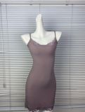 New   Valentine's Day cherry blossom pink lace bodycon sexy hot girl camisole dress