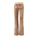 x VON DUTCH leopard print embroidered logo zip-up hooded jacket and pants set