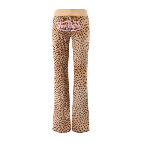 x VON DUTCH leopard print embroidered logo zip-up hooded jacket and pants set