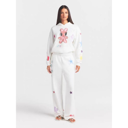 Cute Bunny Easter Limited Edition Graffiti Series Hooded Pullover Sweatshirt and Straight-Leg Pants