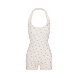 -style European and American sexy LOGO POINTELLE Valentine's Day floral hollow-out cotton set