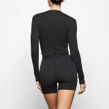 -style long-sleeve T-shirt, new waffle series knitted pullover top, slimming effect