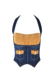 Corduroy patchwork denim halter corset TOMMIE jeans