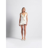 Christmas Limited Edition White Satin Bow Strap Camisole Sexy Furry Mini Dress