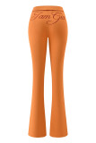 Slim-fit hooded zip-up short jacket and pants set with letter print and contrast stitching