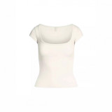 COTTON JERSEY SCOOP NECK T-SHIRT French square neck short-sleeve T-shirt