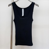 -style U-neck ribbed tank top, European and American slim-fit solid color inner and outer wear sports crop top