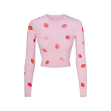 Valentine's Day limited edition -style SLEEP lip print loungewear set with long-sleeve top, long pants, and camisole shorts