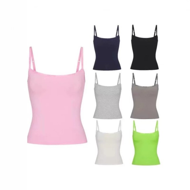 -style stretch cotton camisole with letter logo print, suitable for layering
