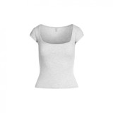 COTTON JERSEY SCOOP NECK T-SHIRT French square neck short-sleeve T-shirt
