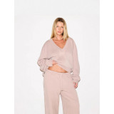 new women's autumn and winter drawstring sweatpants, solid color V-neck, loose, slimming, fashionable, casual long-sleeve sweatshirt