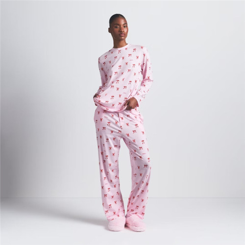 Christmas limited edition  print pajama set, long-sleeve T-shirt top, long pants, loungewear, casual pants