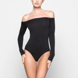 LIGHT ESSENTIAL off-shoulder long-sleeve T-shirt bodysuit