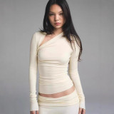 CLOUD ASYMMETRIC LONG SLEEVE TOP asymmetric long sleeve set