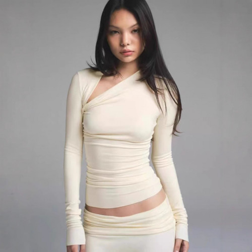CLOUD ASYMMETRIC LONG SLEEVE TOP asymmetric long sleeve set