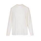 same style   women's loose cotton long-sleeve T-shirt, boyfriend style, comfortable silhouette with dropped shoulders