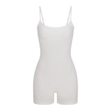 -style SOFT LOUNGE SCOOP ONESIE suspender jumpsuit with three-quarter length pants