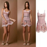Australian unique plant-patterned paisley mesh semi-transparent lace patchwork camisole dress