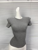 Niche brand Jinjie now offers the * ribbed short-sleeve -style cotton rib shapewear top sports T-shirt