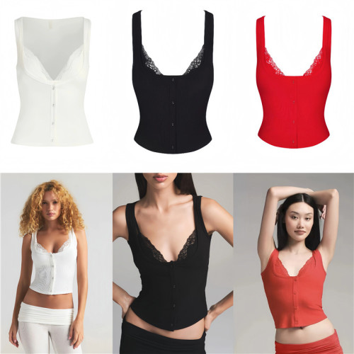Valentine's Day SOFT LOUNGE LACE sexy lace faux two-piece spliced camisole top