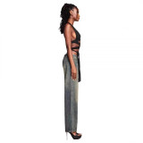 European and American hot girls' vintage-style distressed jeans, same style low-waist loose straight-leg pants