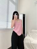 -style U-neck ribbed tank top, slim-fit solid color, suitable for both inner and outer wear, sports crop top