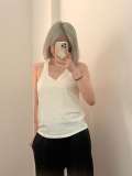 -style U-neck ribbed tank top, slim-fit solid color, suitable for both inner and outer wear, sports crop top