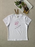 IM style letter and heart print short-sleeve T-shirt for women, new slim-fit round-neck cropped top for spring and summer