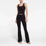 -style drawstring ruched haze blue casual pants for women, slimming and slightly flared women's casual pants
