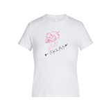 New Heart Angel Round Neck Short Sleeve Versatile T-Shirt Cupid Print Casual Top