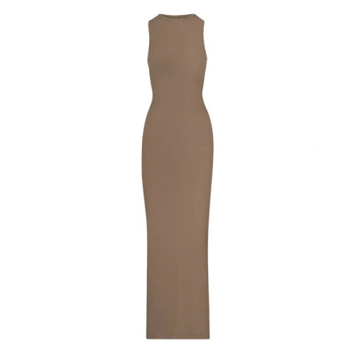 same style   sleeveless tank dress, French slim-fit bodycon slip dress, long dress