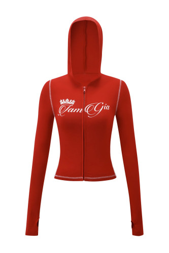 Spring fashion versatile hooded jacket, long-sleeve cardigan, slim-fit hot girl ultra-short pants sports style outfit