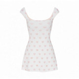 Valentine's Day limited edition heart logo hollow-out cotton short-sleeve shorts set dress suspender pants