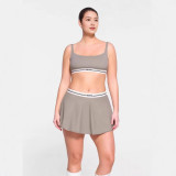 -style casual sporty letter logo bra, camisole, mini irt, tennis irt set