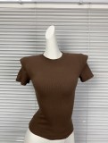 Niche brand Jinjie now offers the * ribbed short-sleeve -style cotton rib shapewear top sports T-shirt