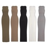 same style   sleeveless tank dress, French slim-fit bodycon slip dress, long dress