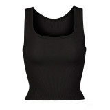 Influencer I*M*S Ouyang Nana's same style tank top with square neckline, high elasticity, ribbed sports short camisole