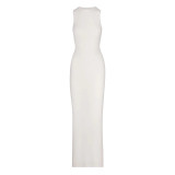 same style   sleeveless tank dress, French slim-fit bodycon slip dress, long dress