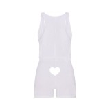 Valentine's Day limited edition pink heart cutout short-sleeve T-shirt and long pants jumpsuit