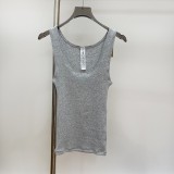 -style U-neck ribbed tank top, European and American slim-fit solid color inner and outer wear sports crop top