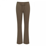 -style drawstring ruched haze blue casual pants for women, slimming and slightly flared women's casual pants
