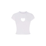 26 New Valentine's Day Limited Edition Heart-Shaped Hollow Short-Sleeve T-Shirt and Straight-Leg Shorts Casual Versatile Set