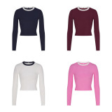 SOFT LOUNGE crop top modal ribbed long-sleeve T-shirt short top base layer